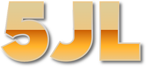 5JL Casino logo featuring bold gold letters with a sleek and modern design, accompanied by a subtle card suit icon.